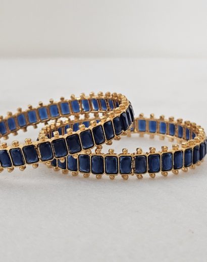 Gold Bangle with blue square stone