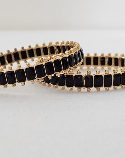 Gold Bangle with black square stone